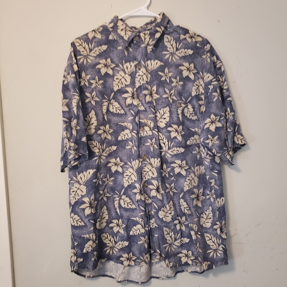 Portofino Men's Silk Button Down Shirt Sz Large Flower Pattern